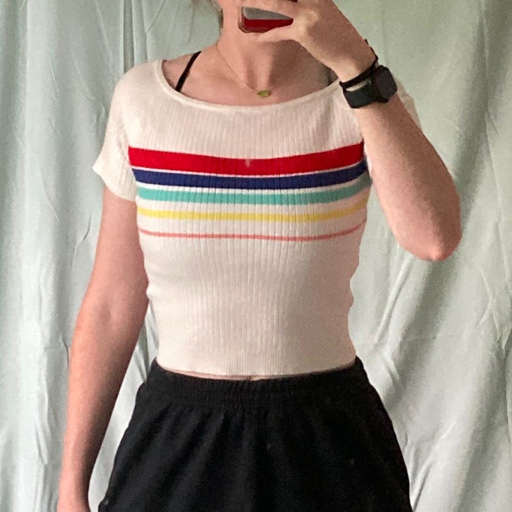 Knitted striped crop top